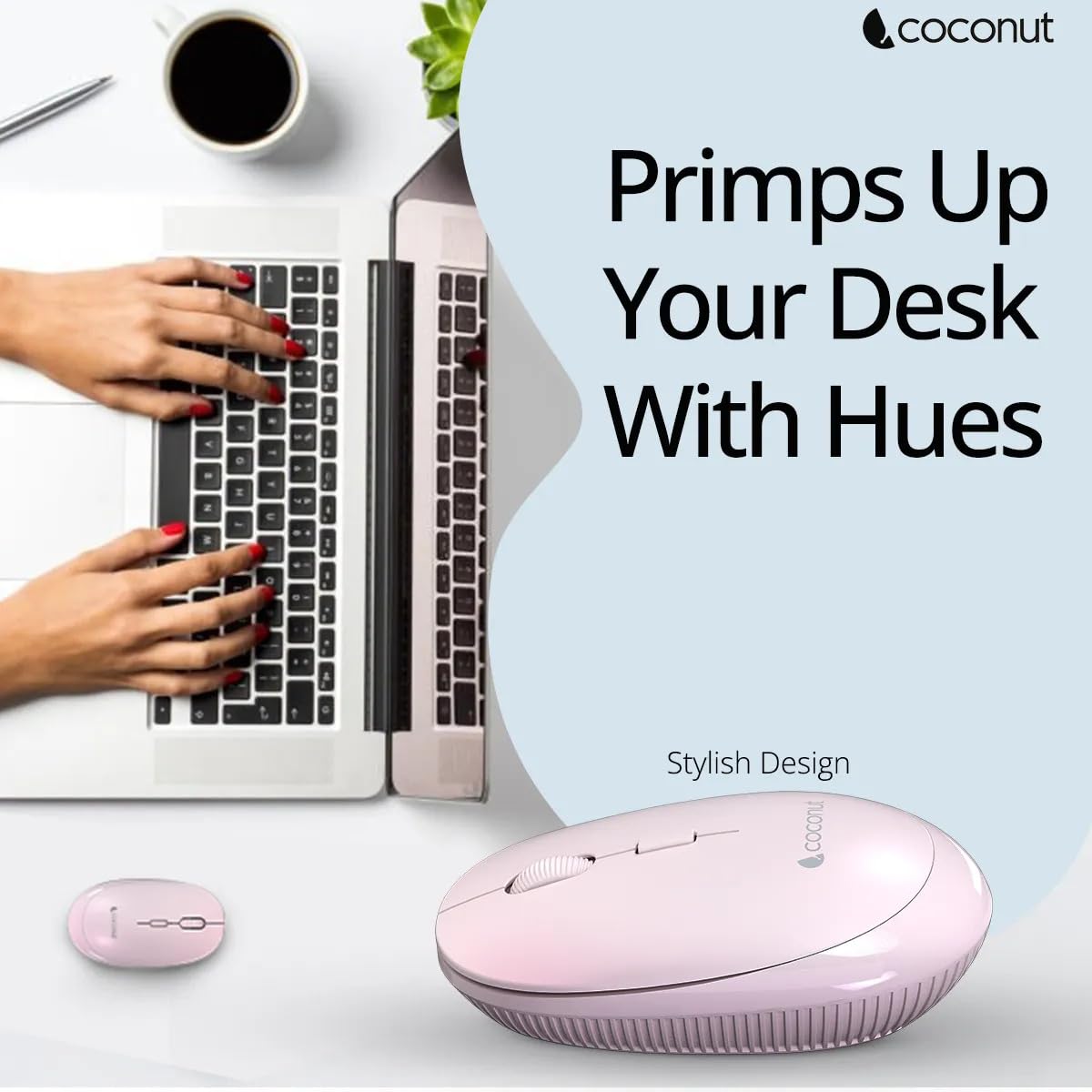 Coconut Glory Silent Multi Device Wireless Mouse + Bluetooth (Blue)