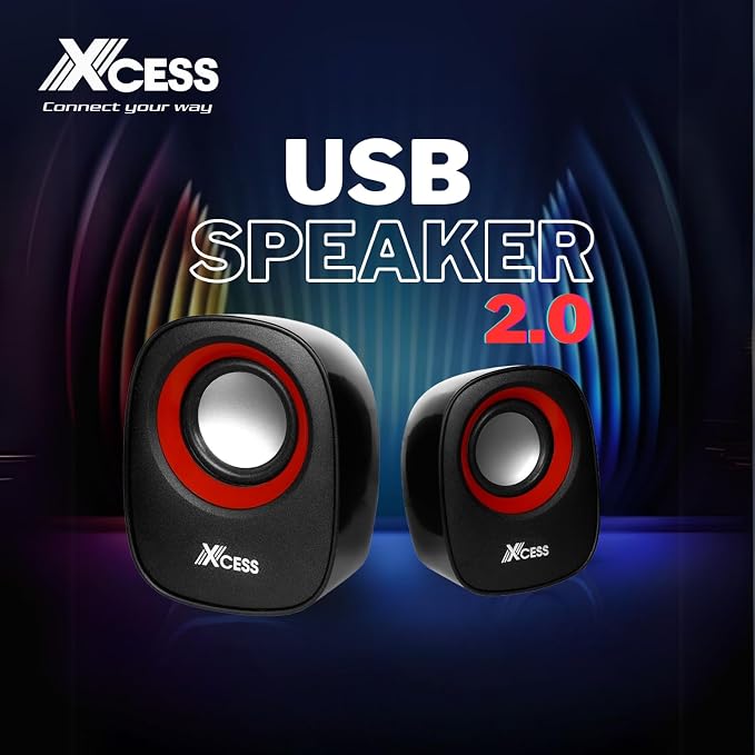 Xcess TRANG-XS242 2.0 USB Powered Multimedia Portable 3W+3W External Laptop/Desktop Speaker (Black, 2.0 Channel)