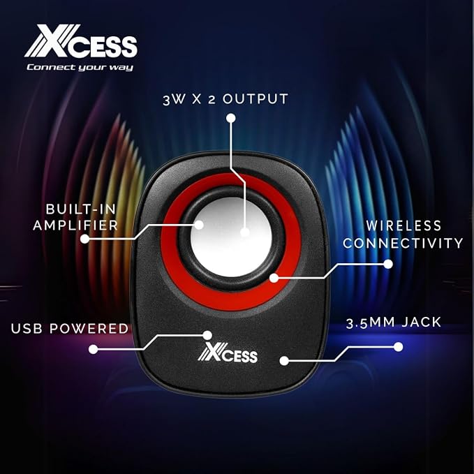 Xcess TRANG-XS242 2.0 USB Powered Multimedia Portable 3W+3W External Laptop/Desktop Speaker (Black, 2.0 Channel)