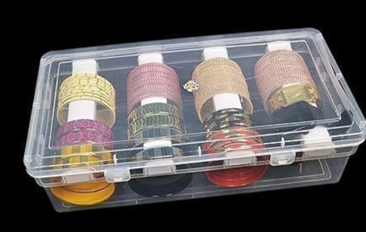 RAROVINS Clear Plastic Bangle Box, 4 Compartments pack 2 Bangle Organizer, Portable Storage Box, box for women, Multicolor Vanity Box