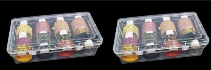 RAROVINS Clear Plastic Bangle Box, 4 Compartments pack 2 Bangle Organizer, Portable Storage Box, box for women, Multicolor Vanity Box