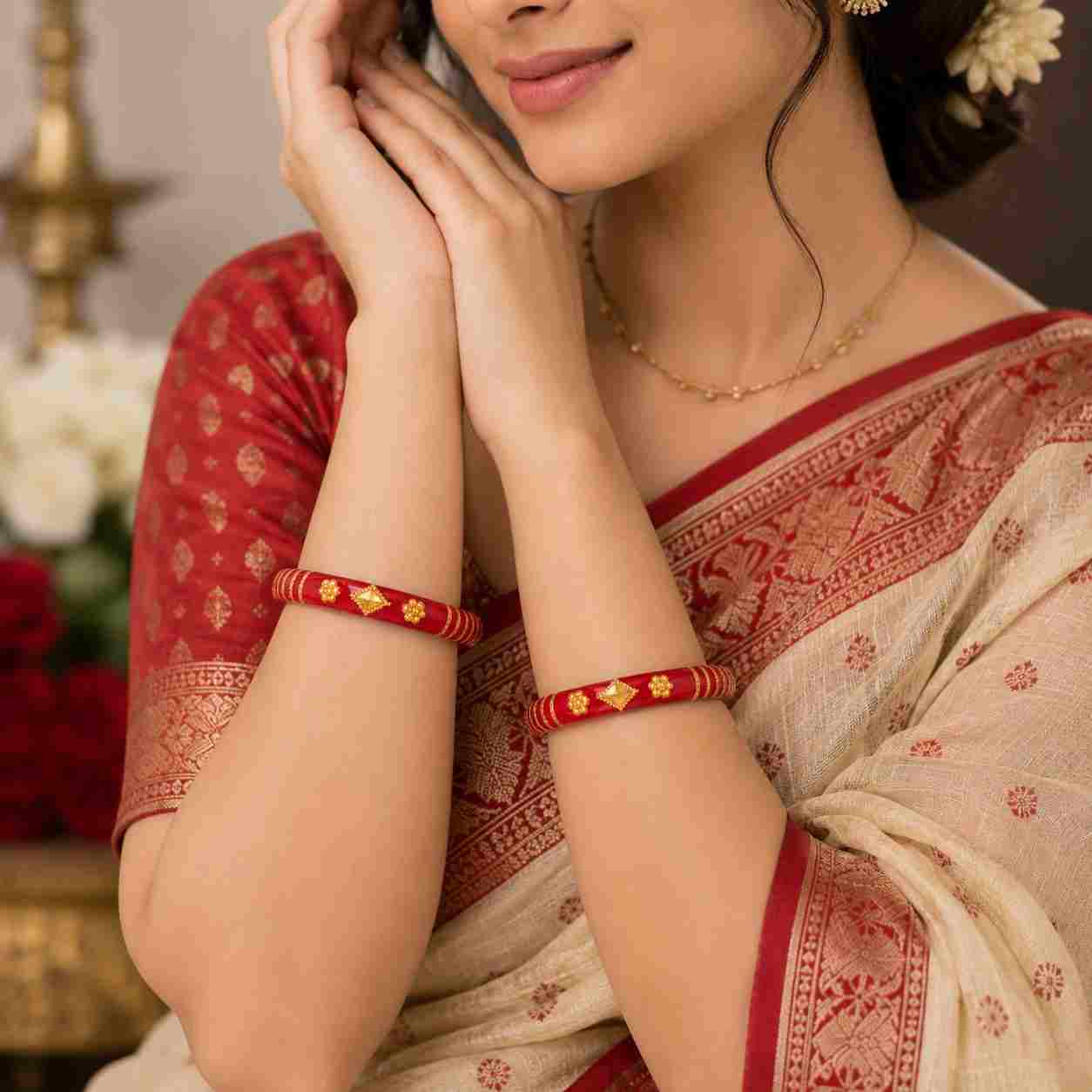 Elegant Red & Golden Designer Bangles Set for Women | Traditional & Festive Wear