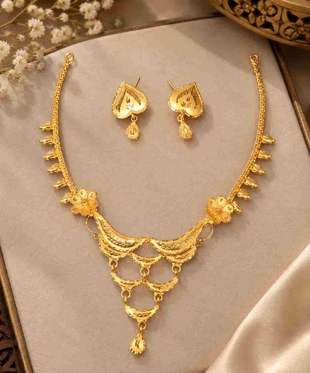 Gold Plated Designer Necklace Set with Matching Earrings – Elegant Traditional Jewellery