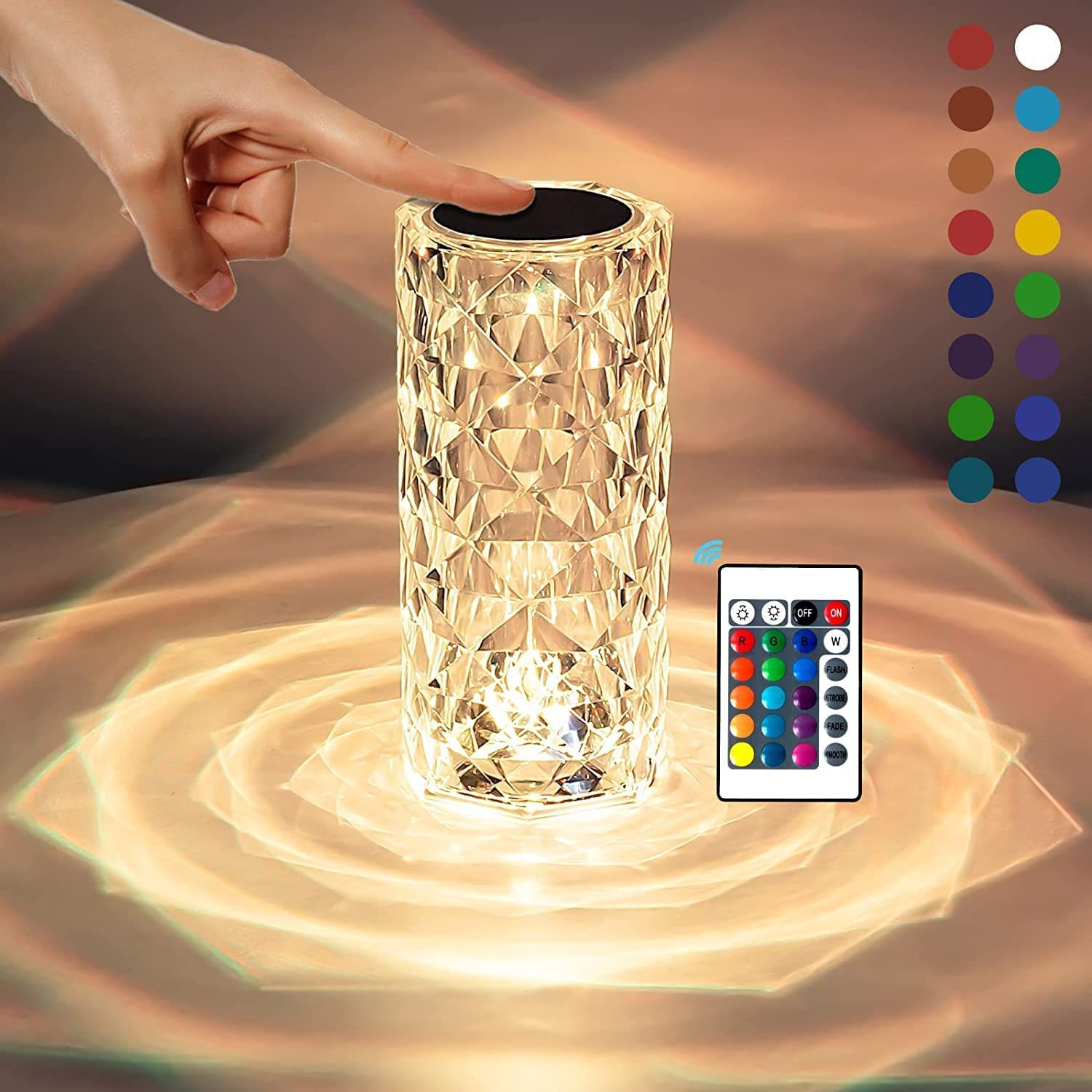 Touch Lamp, 16 Color Changing Rose  Table Lamp, USB Rechargeable Touch Night Lamp with Remote Control for Bedroom