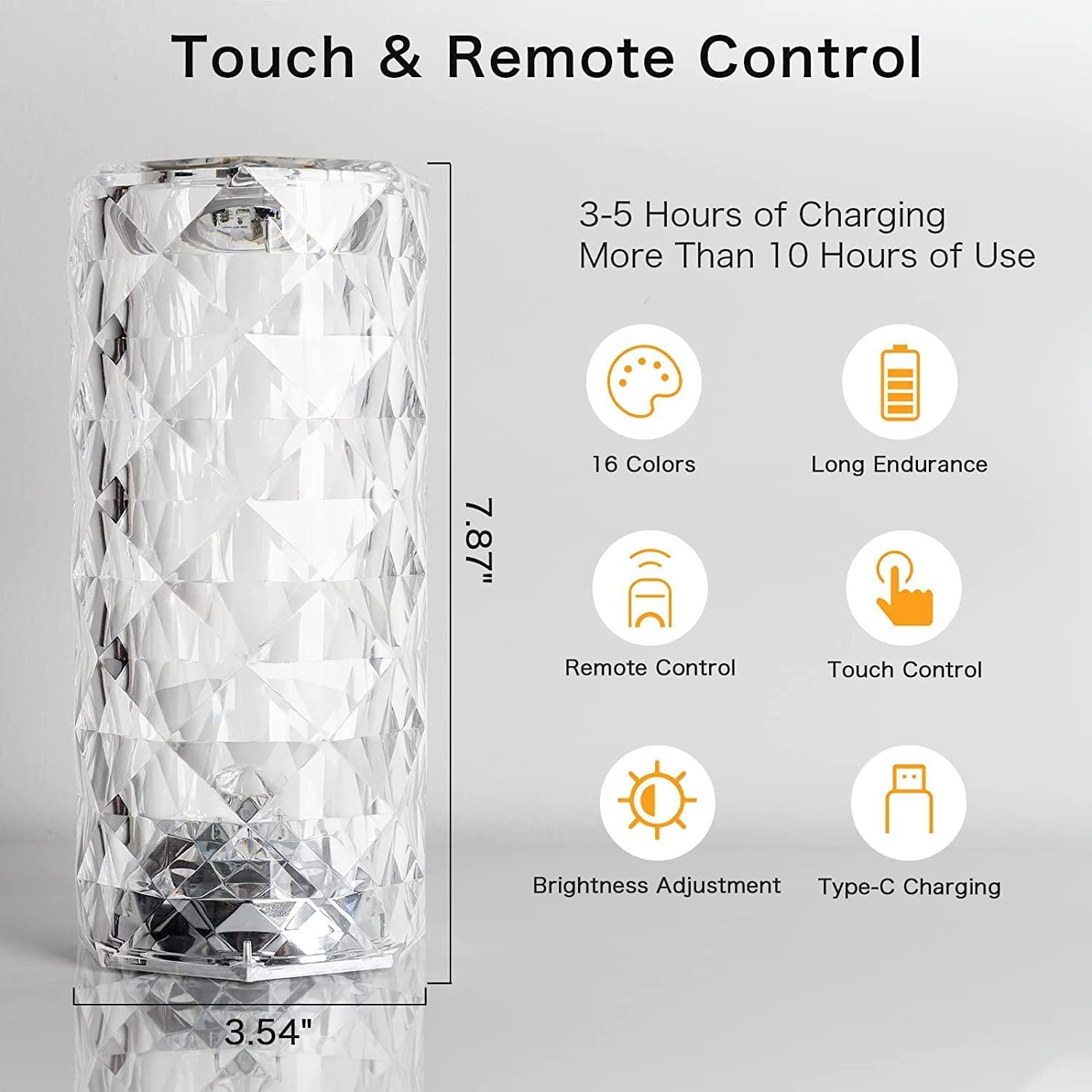 Touch Lamp, 16 Color Changing Rose  Table Lamp, USB Rechargeable Touch Night Lamp with Remote Control for Bedroom