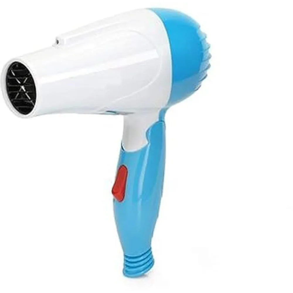 Nova NV‑1290 Foldable Hair Dryer 1000W Travel‑Friendly 2‑Speed Compact Hair Dryer for Men Women Blue Fast Drying Lightweight