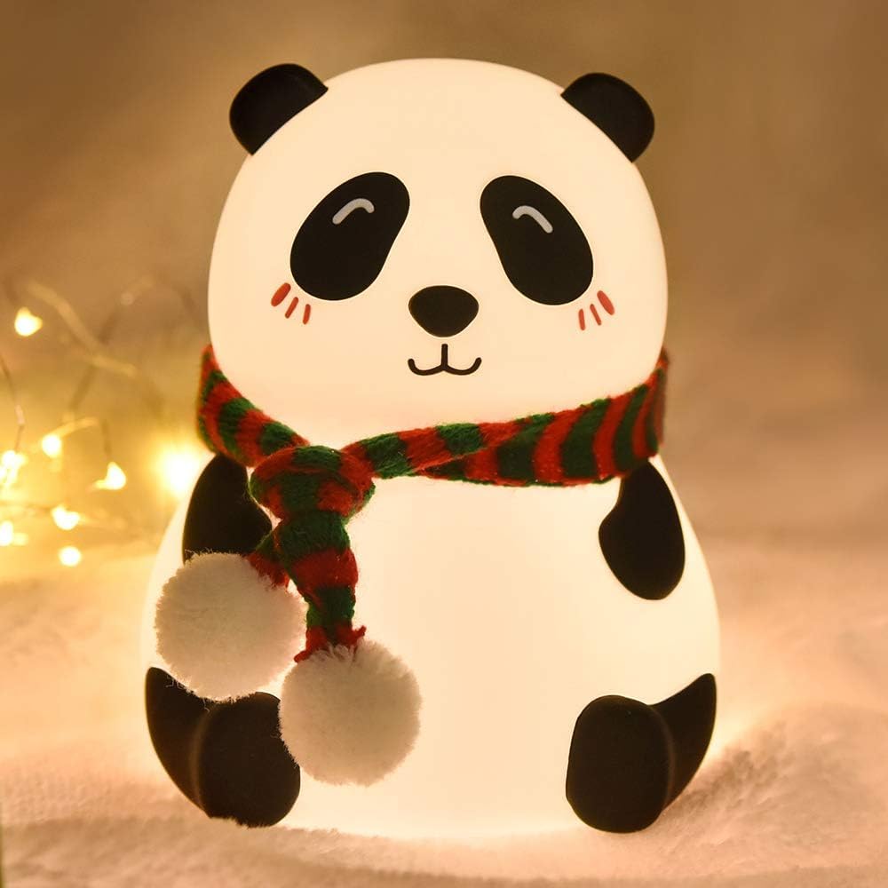 Panda Night Light for Kids, Cute Animal Night Lamp for Nursery,Squishy Silicone PandaTouch Lights Decor,Portable with USB Rechargeable, Gift