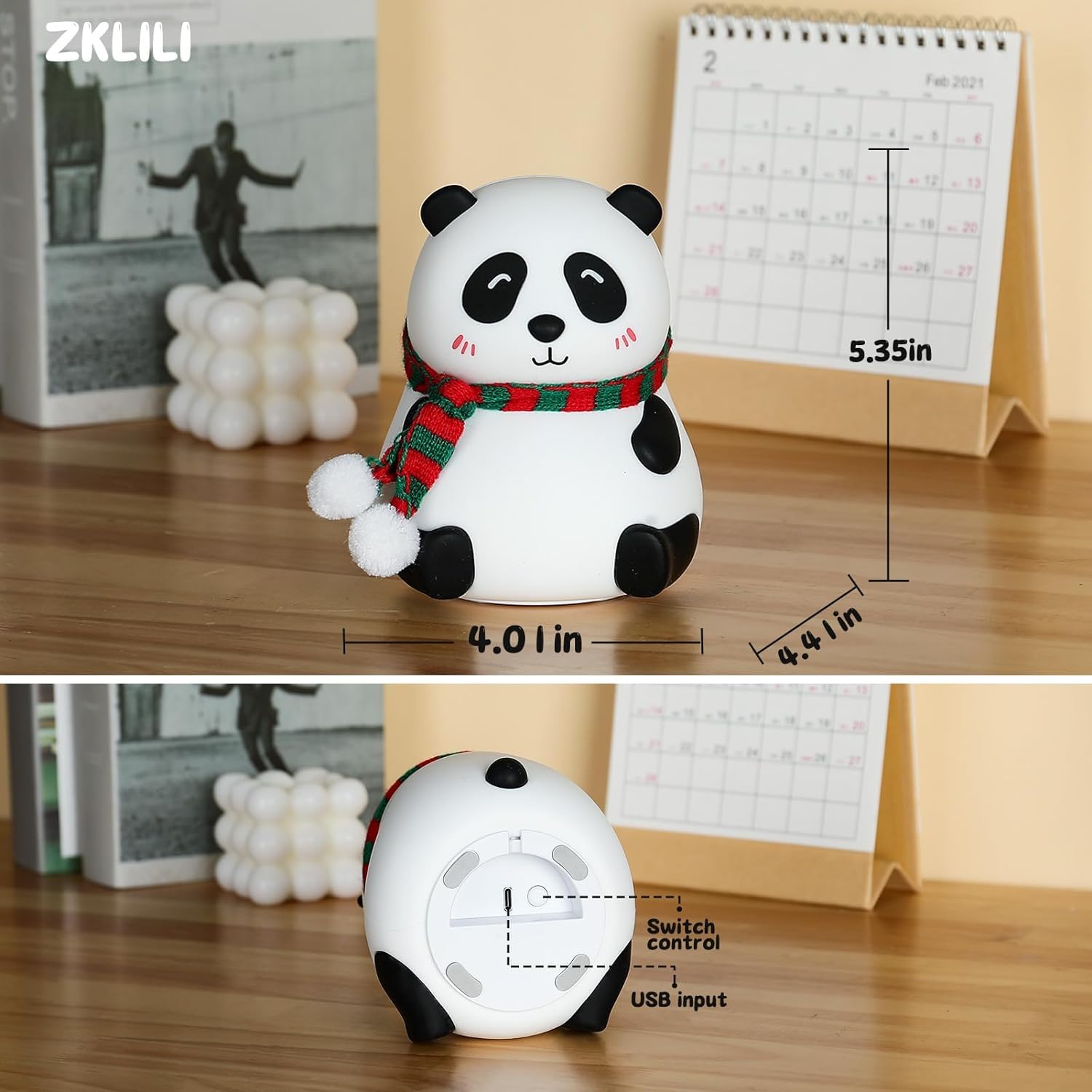 Panda Night Light for Kids, Cute Animal Night Lamp for Nursery,Squishy Silicone PandaTouch Lights Decor,Portable with USB Rechargeable, Gift