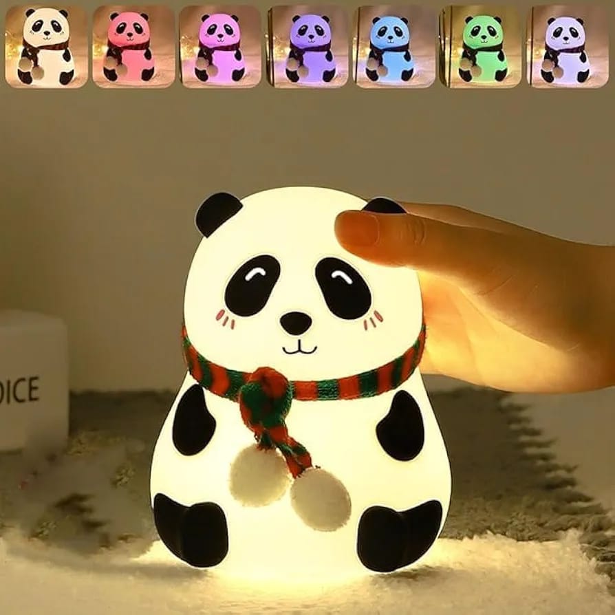 Panda Night Light for Kids, Cute Animal Night Lamp for Nursery,Squishy Silicone PandaTouch Lights Decor,Portable with USB Rechargeable, Gift