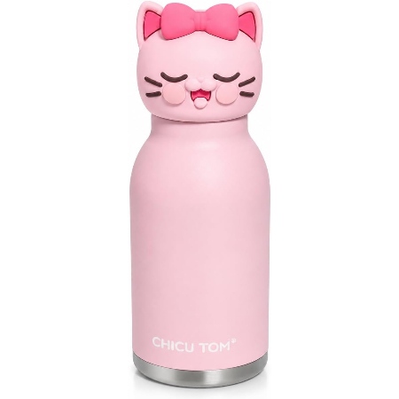 480ml Stainless Steel Sipper Water Bottle with Straw | Leakproof Animal Sipper Bottle | Reusable Drinking Bottle for School, Travel & Daily