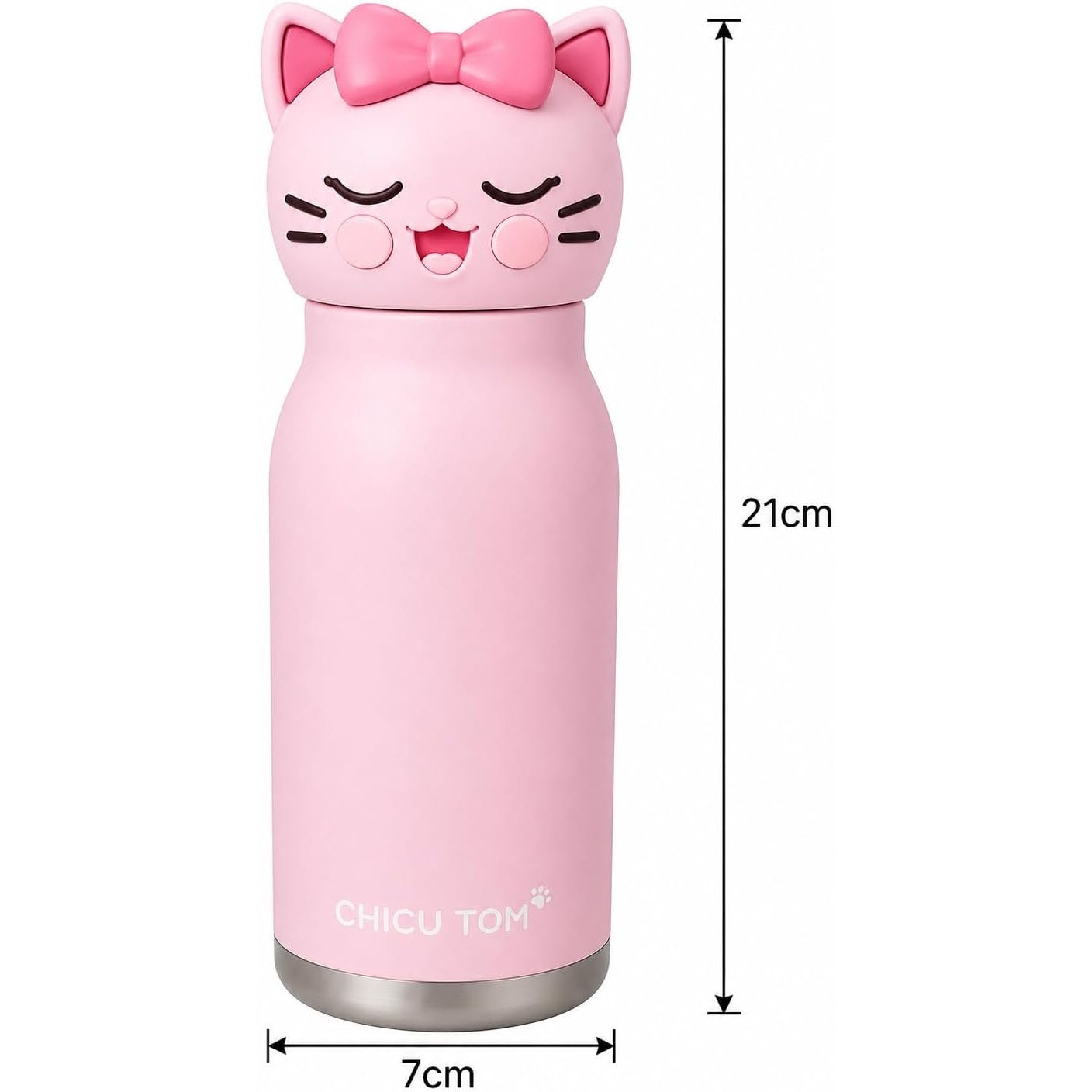 480ml Stainless Steel Sipper Water Bottle with Straw | Leakproof Animal Sipper Bottle | Reusable Drinking Bottle for School, Travel & Daily