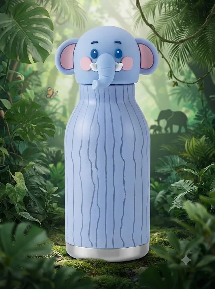 Animal Shaped Stainless Steel Water Bottle, White Novelty Bottle Cap, Kids Water Bottle, Insulated Flask, Portable Design, Stainless Steel B