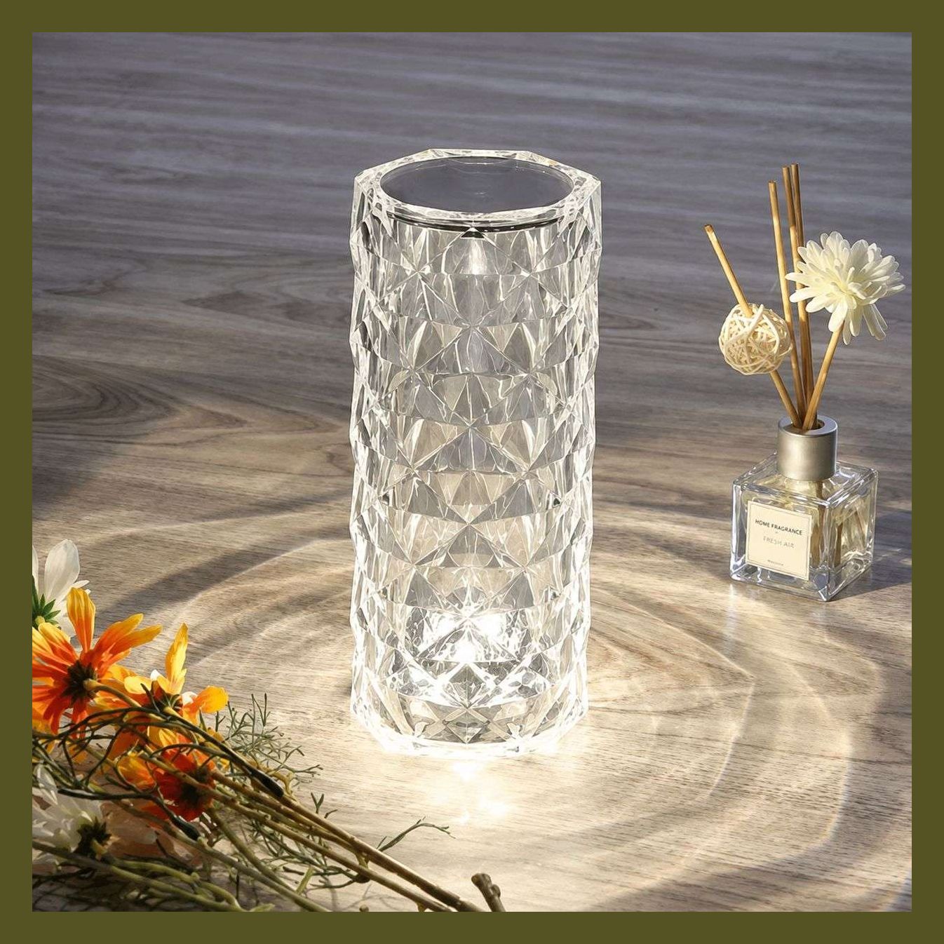 Touch Lamp, 16 Color Changing Rose Diamond Table Lamp, USB Rechargeable Touch Night Lamp for Bedroom Pack fo 1