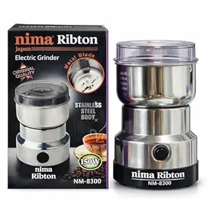 Electric coffee grinder, stainless steel spice grinder machine, automatic mixer blender, mini powder crusher, dry masala grinding appliance.