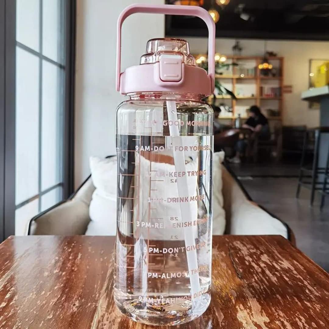Set of 3 Transparent Water Bottle 2000ML, 900ML, 300ML with Motivational Time Marker |Leak Proof&Break-Proof | Best Usage For Office/School/