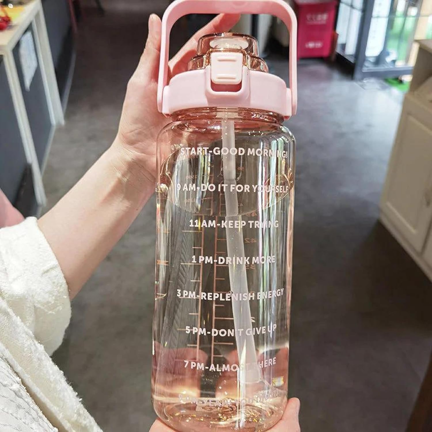 Set of 3 Transparent Water Bottle 2000ML, 900ML, 300ML with Motivational Time Marker |Leak Proof&Break-Proof | Best Usage For Office/School/