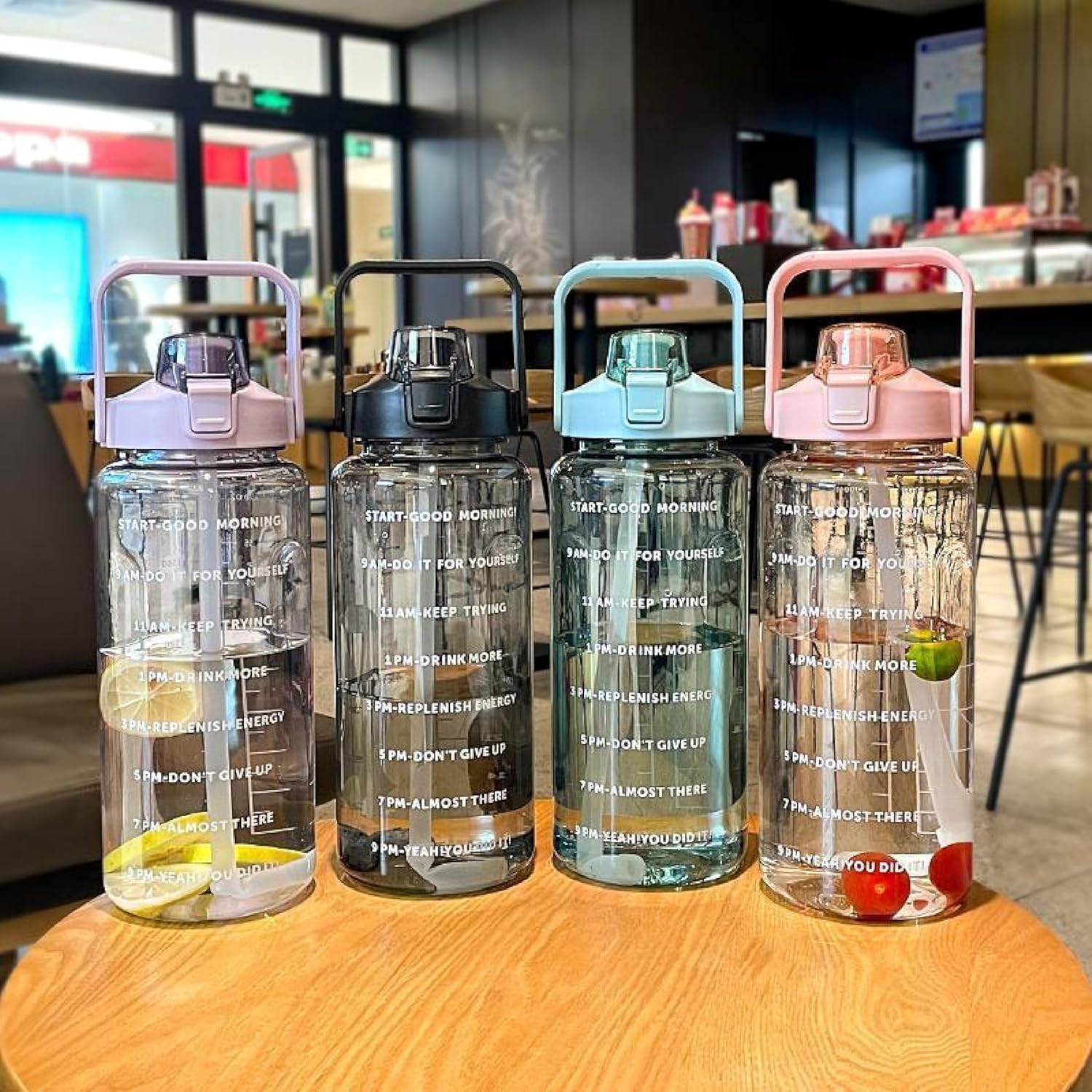 Set of 3 Transparent Water Bottle 2000ML, 900ML, 300ML with Motivational Time Marker |Leak Proof&Break-Proof | Best Usage For Office/School/