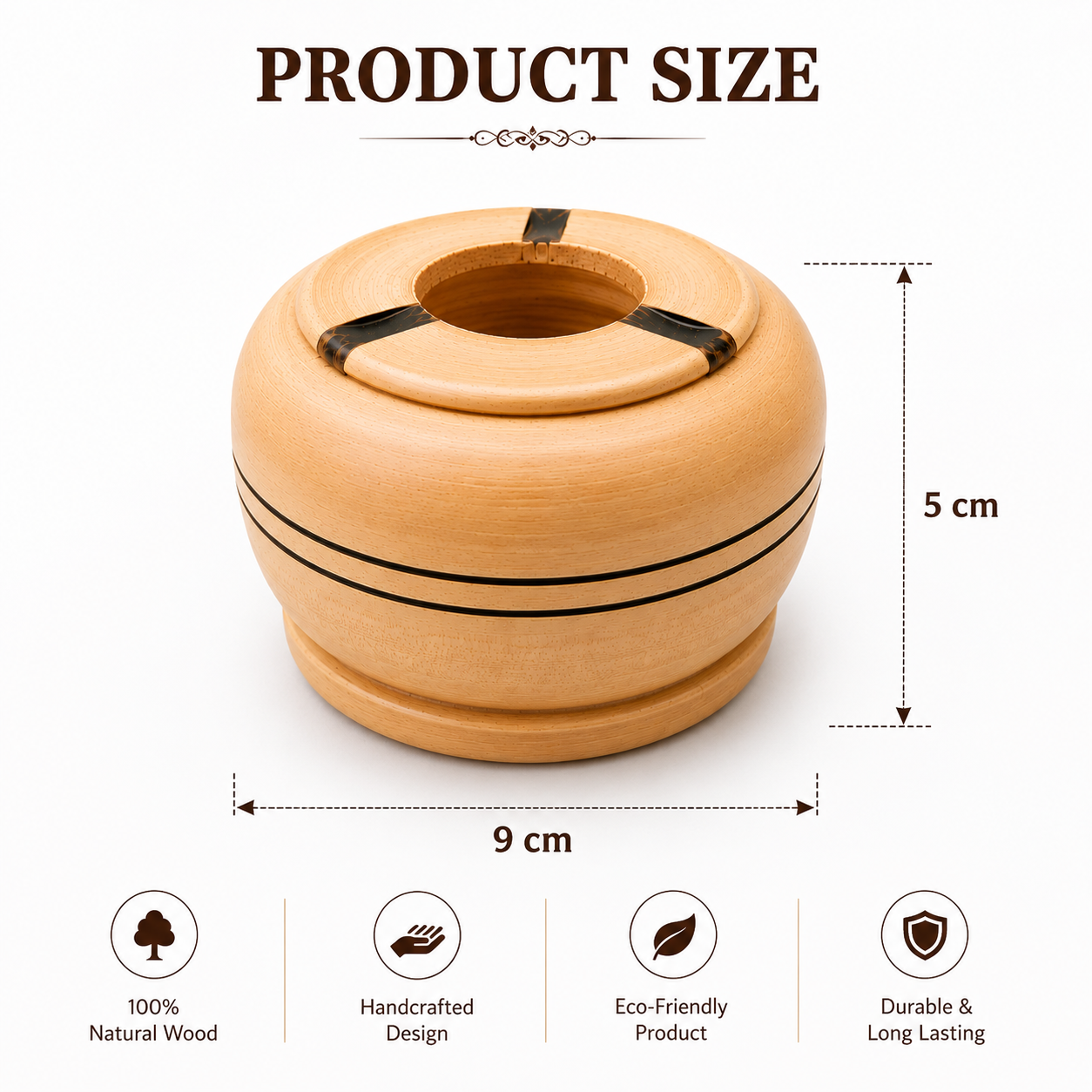 Wooden Cigarette Ash Tray