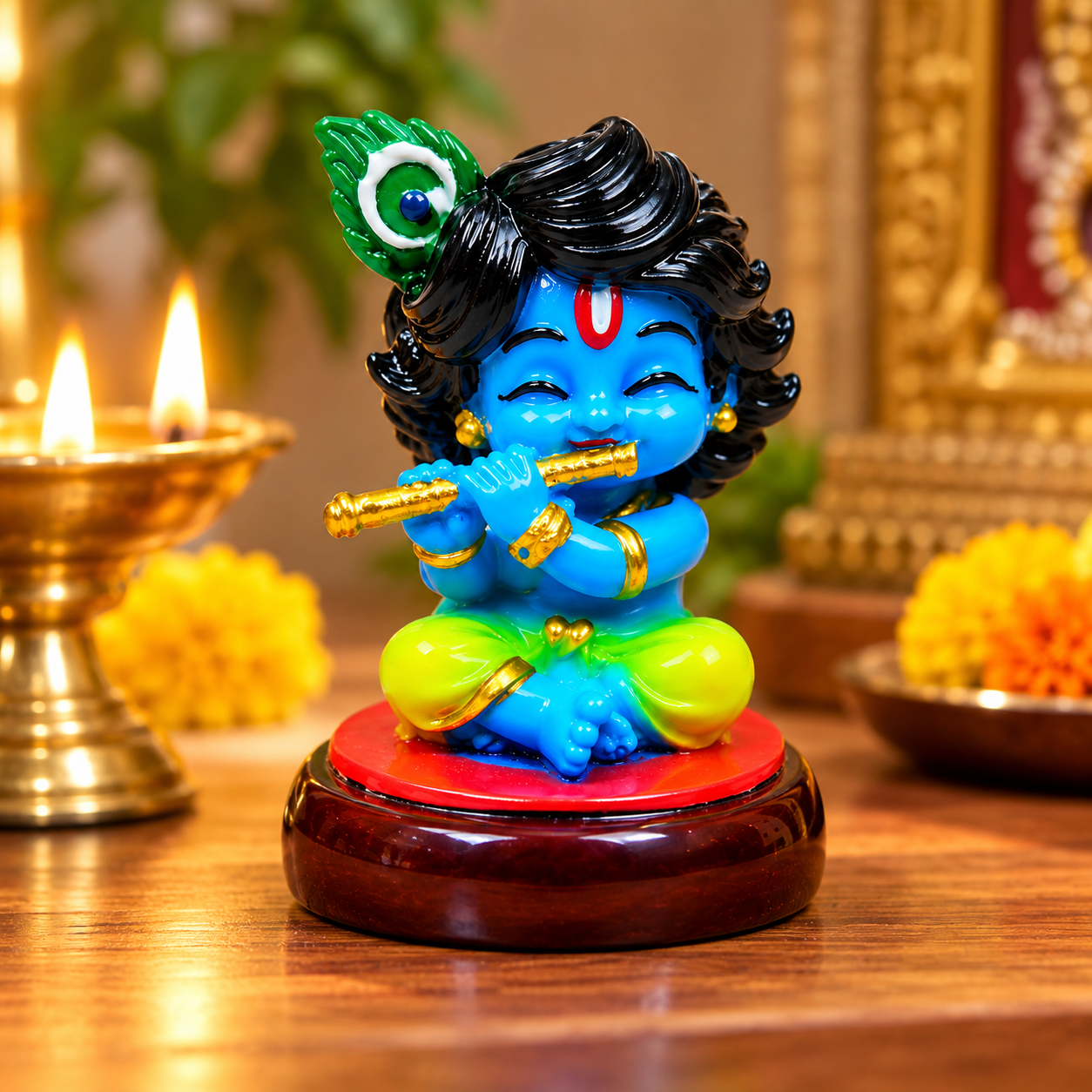 Beautiful Bal Krishna Idol 8 cm | Laddu Gopal Krishna Murti for Home Temple, Pooja Room, Office & Gift