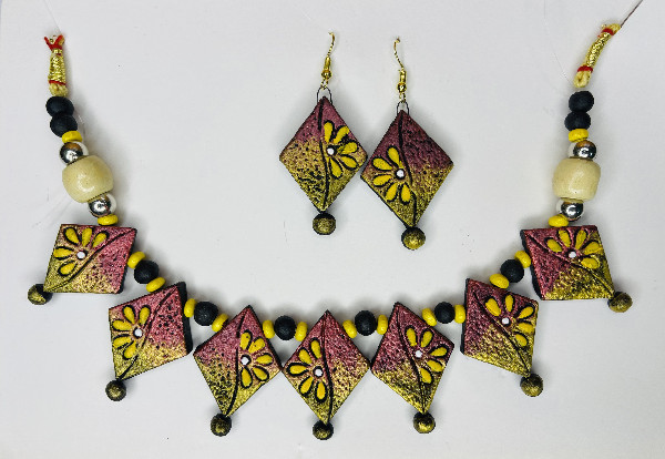 Platone Terracotta Jewellery Necklace Set with Earrings NJ01