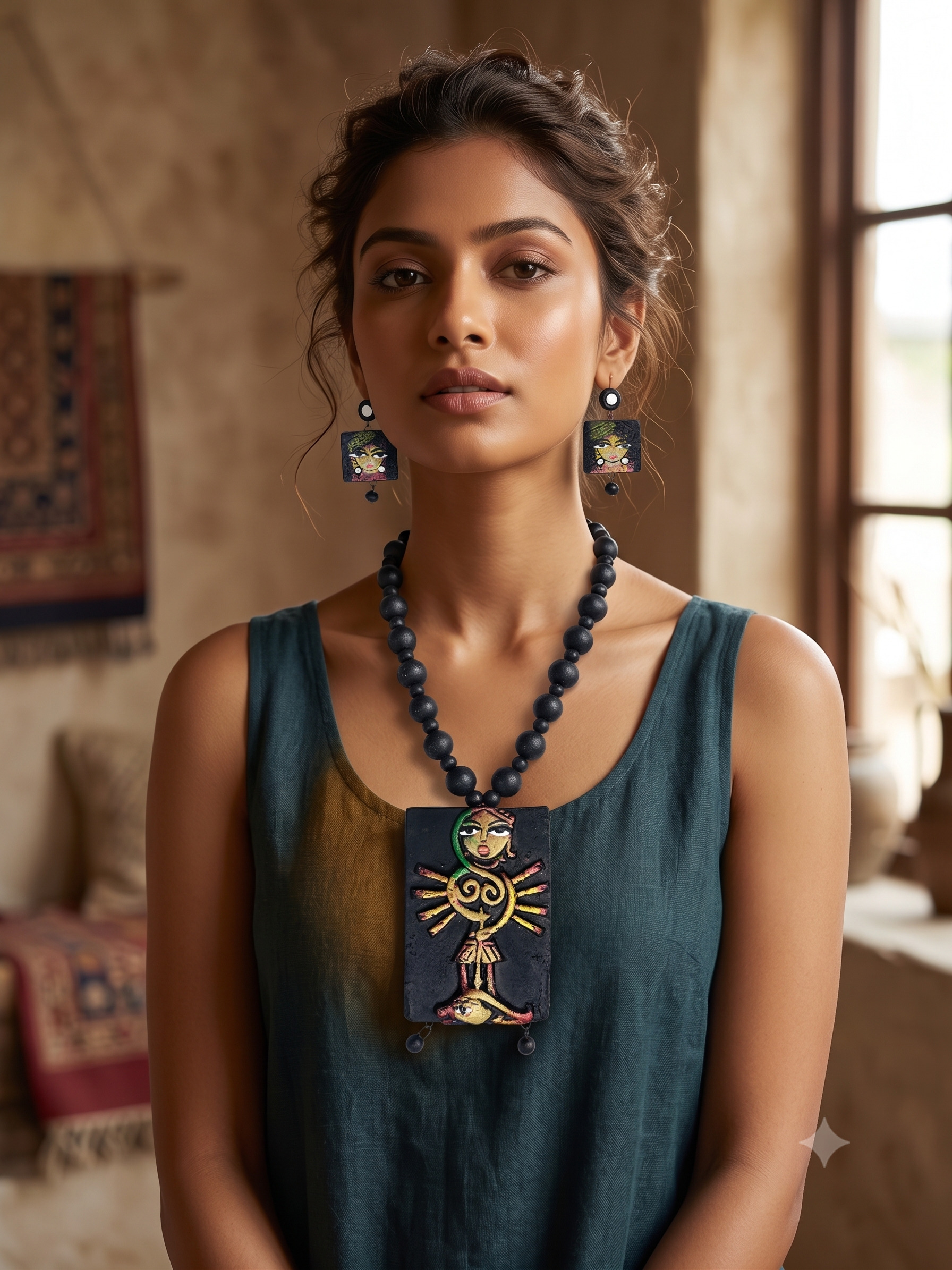 Platone Terracotta Jewellery Necklace Set with Earrings NJ02