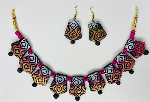Platone Terracotta Jewellery Necklace Set with Earrings NJ03