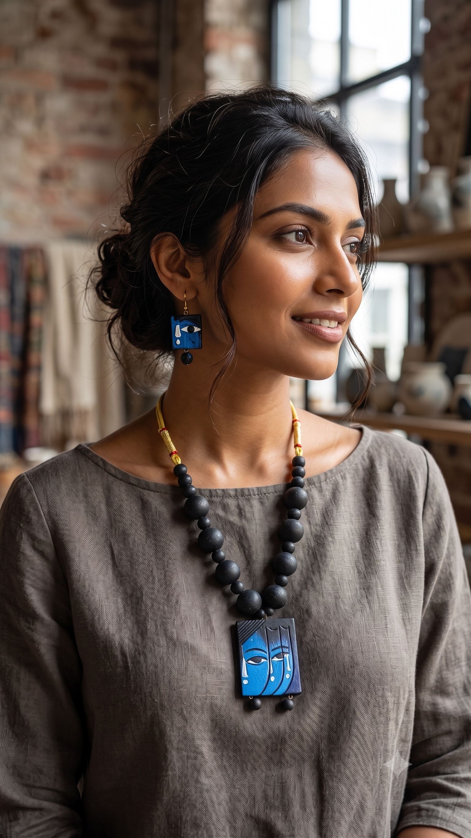 Platone Terracotta Jewellery Necklace Set with Earrings NJ04