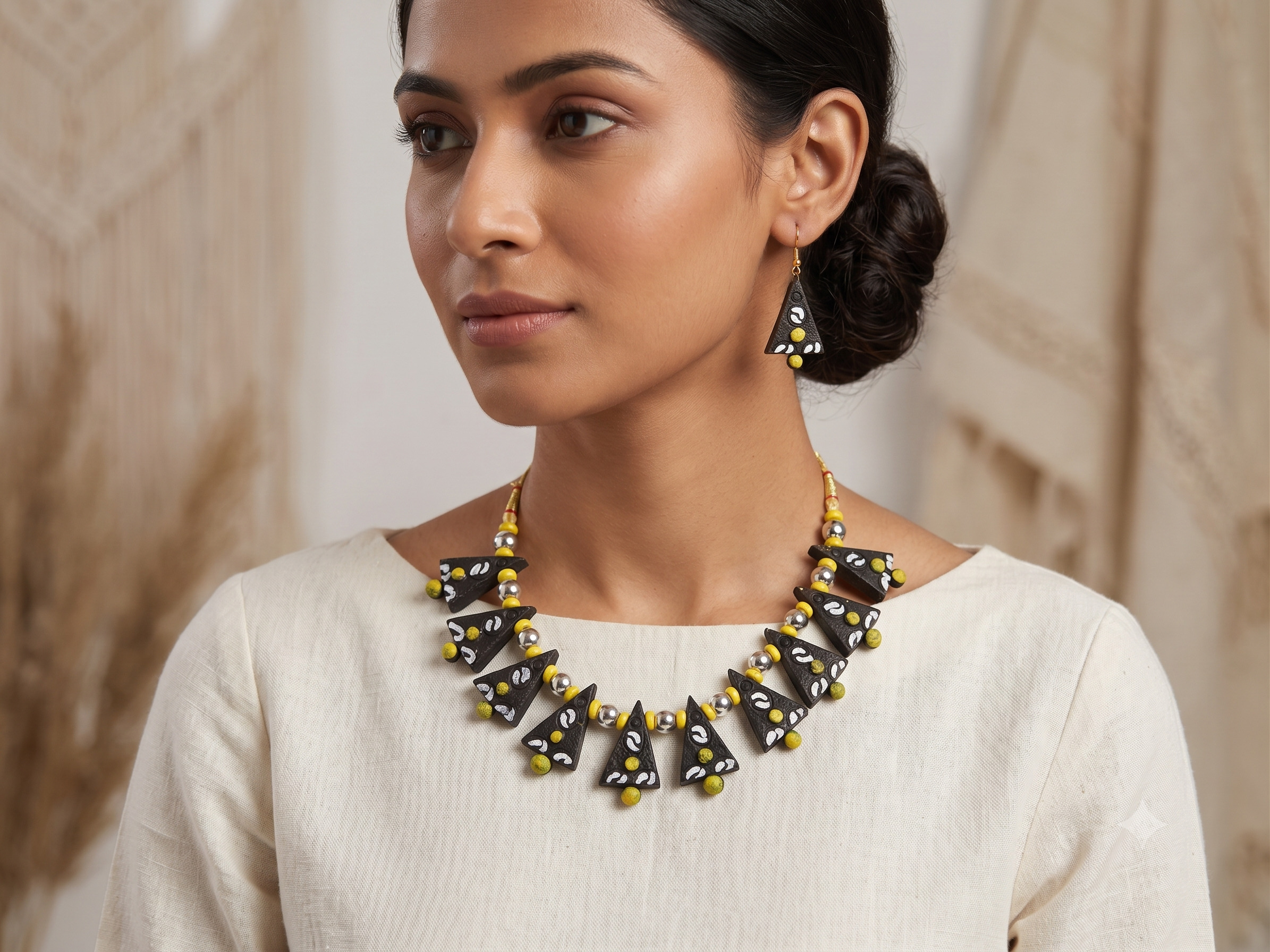 Platone Terracotta Jewellery Necklace Set with Earrings NJ05