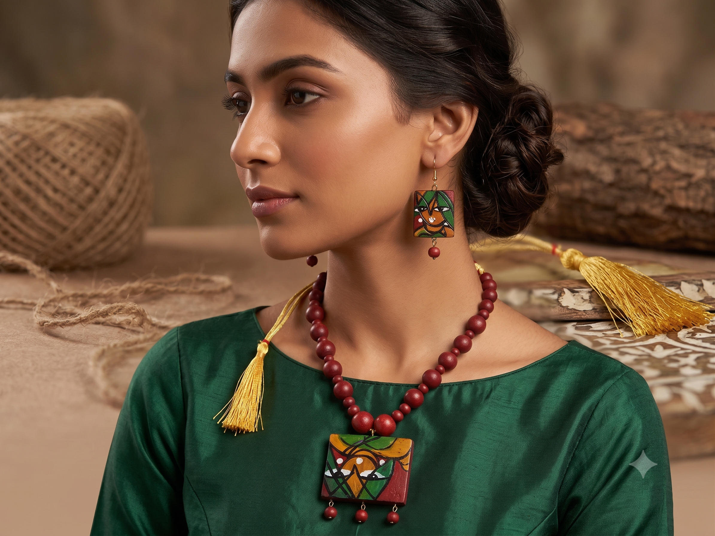 Platone Terracotta Jewellery Necklace Set with Earrings NJ06