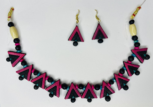 Platone Terracotta Jewellery Necklace Set with Earrings NJ07