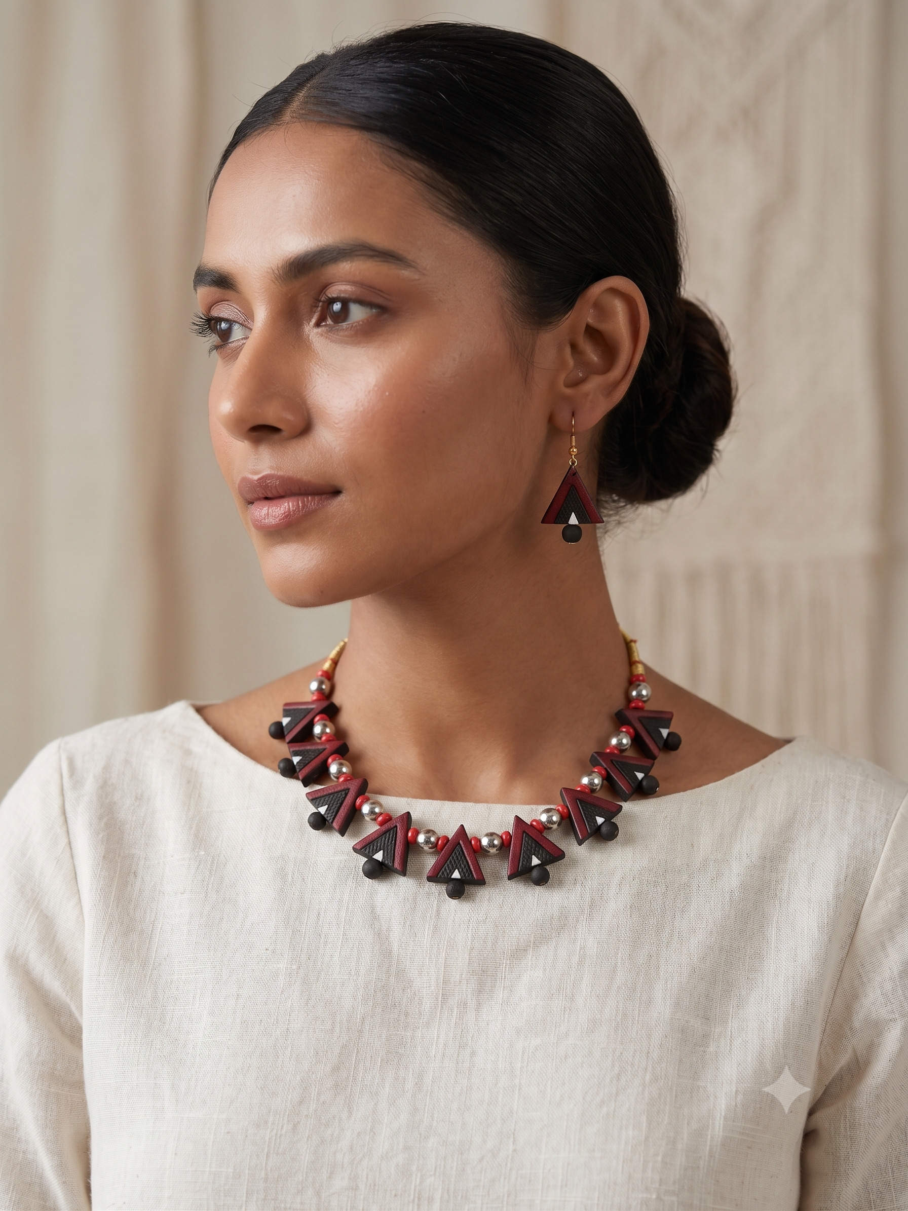 Platone Terracotta Jewellery Necklace Set with Earrings NJ08