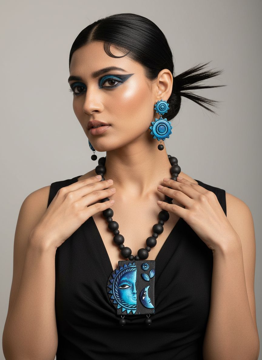 Platone Terracotta Jewellery Necklace Set with Earrings NJ09
