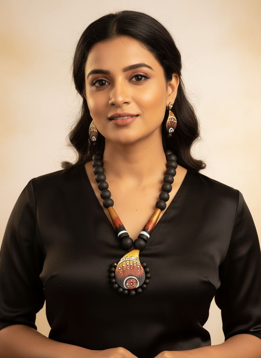 Platone Terracotta Jewellery Necklace Set with Earrings NJ10