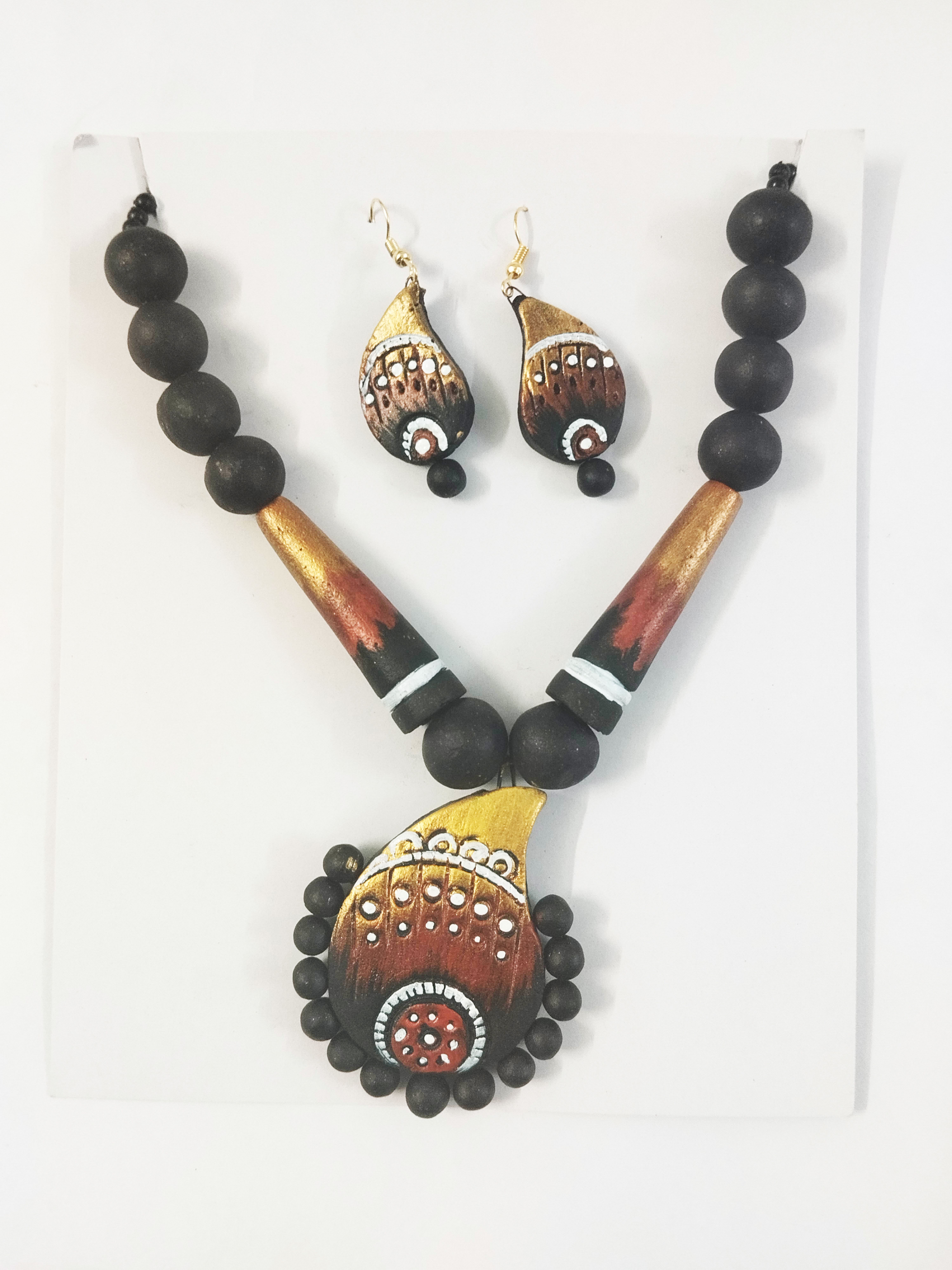 Platone Terracotta Jewellery Necklace Set with Earrings NJ10