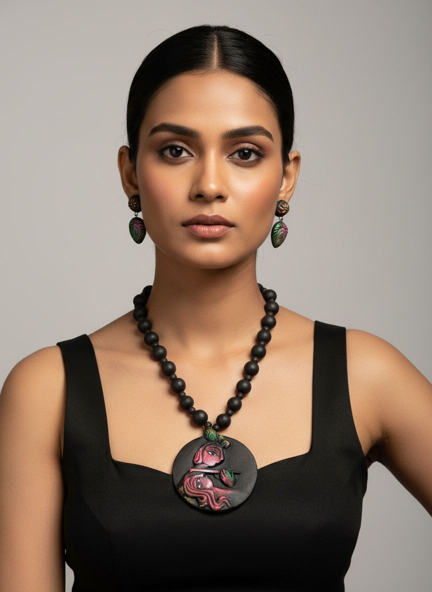 Platone Terracotta Jewellery Necklace Set with Earrings NJ11
