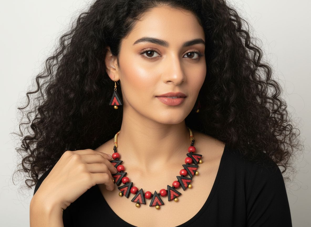 Platone Terracotta Jewellery Necklace Set with Earrings NJ12