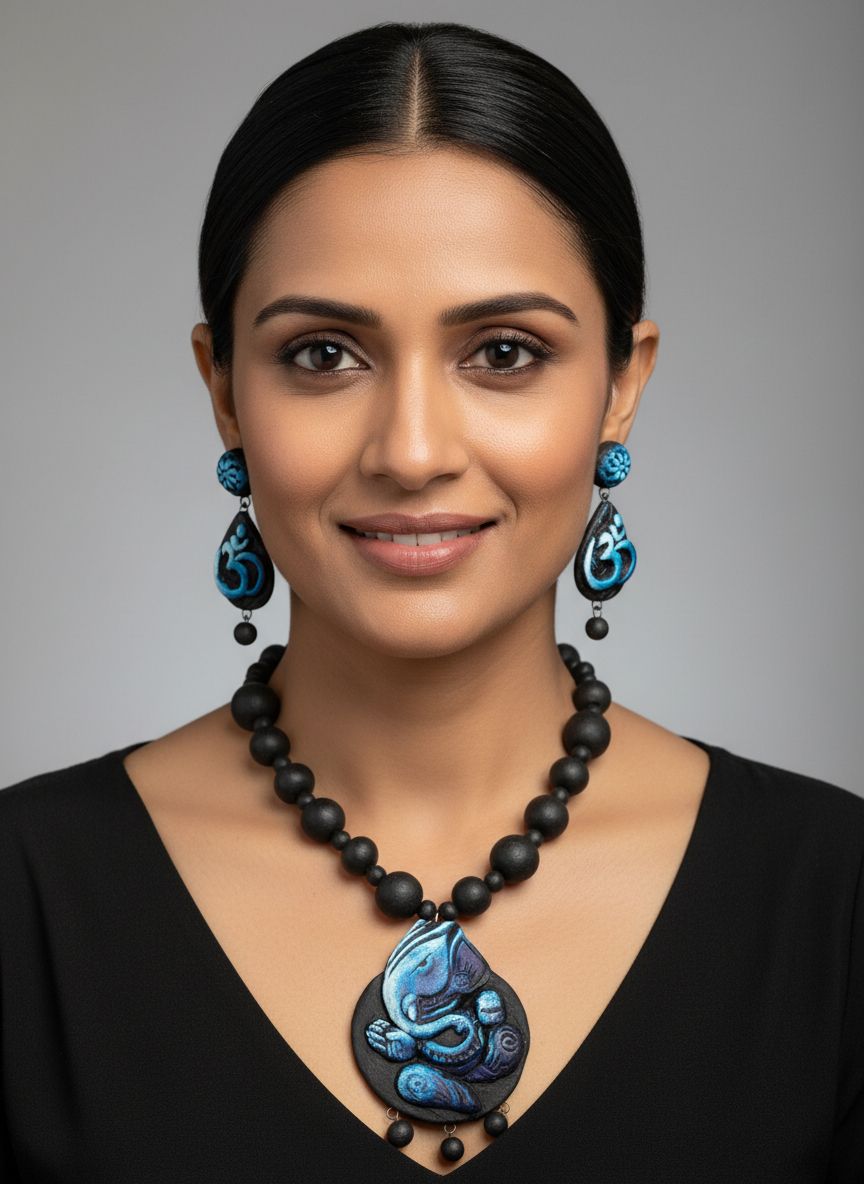 Platone Terracotta Jewellery Necklace Set with Earrings NJ15