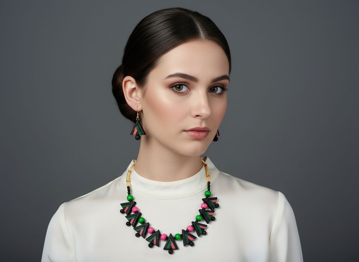 Platone Terracotta Jewellery Necklace Set with Earrings NJ16