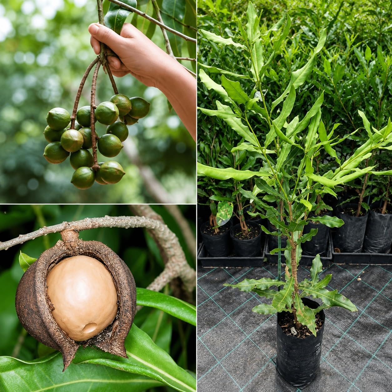 Platone Macadamia Nut live Plant, Macadamia Integrifolia Hybrid Variety Originating from Australia, Healthy Live Plant, Pack of 1
