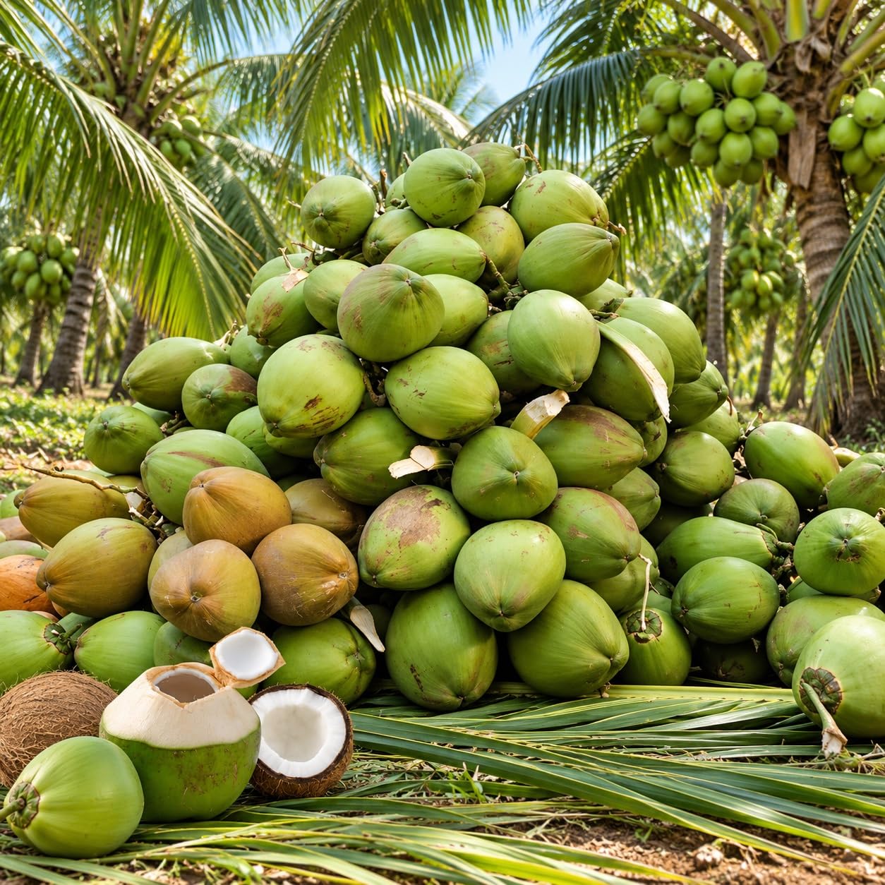 Platone Kerala Coconut Tree Plant Dwarf Green Fruit .