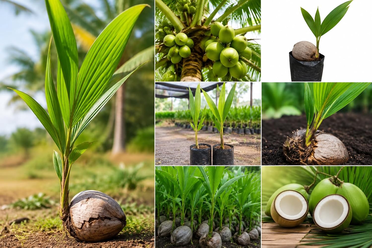 Platone Hybrid Indian Thousand Hajari Hazari Coconut Live plant High Yield Qualitative Dwarf Coconut Tree plant for Home Garden