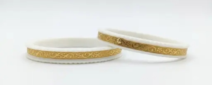 Premium White & Golden Designer Bangles | Traditional Ethnic Bridal Kada Set