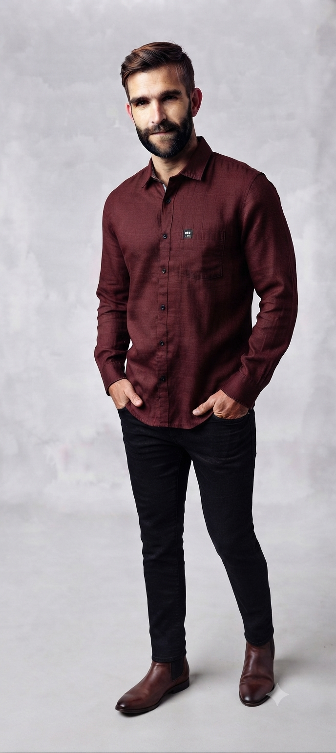 Classic Maroon Long-Sleeve Shirt