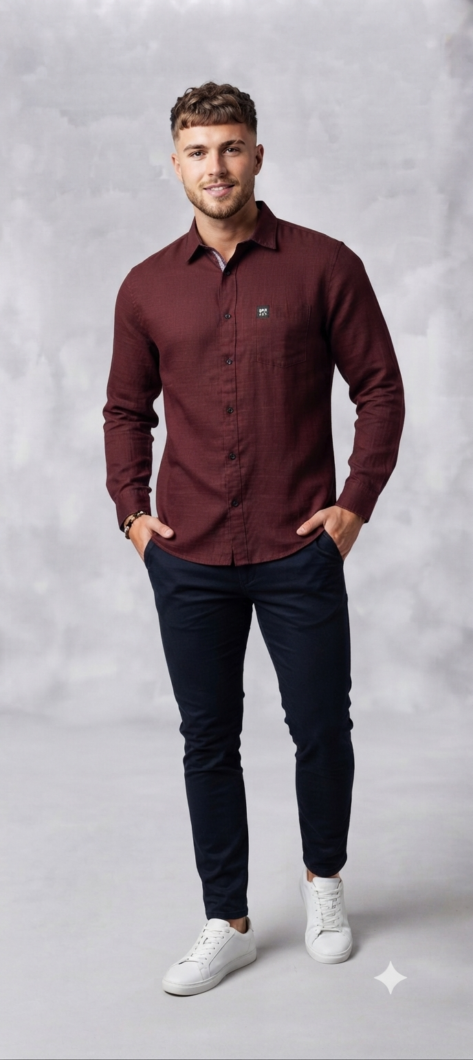 Classic Maroon Long-Sleeve Shirt