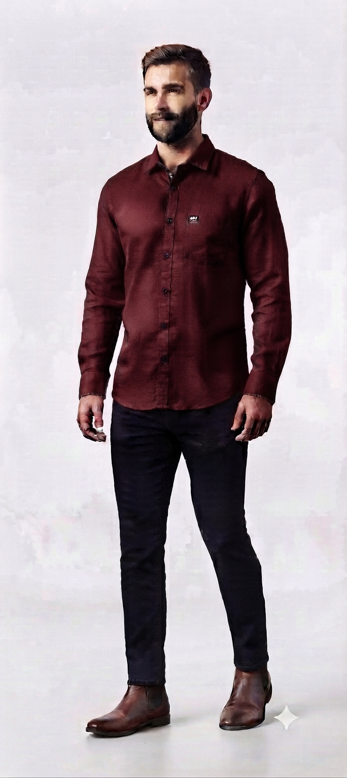 Classic Maroon Long-Sleeve Shirt