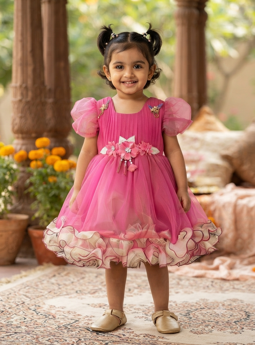Kids net frock design