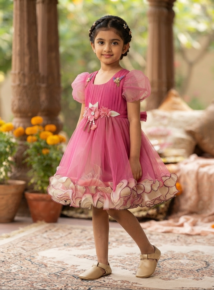 Kids net frock design