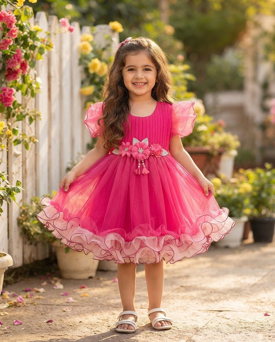 Kids net frock design