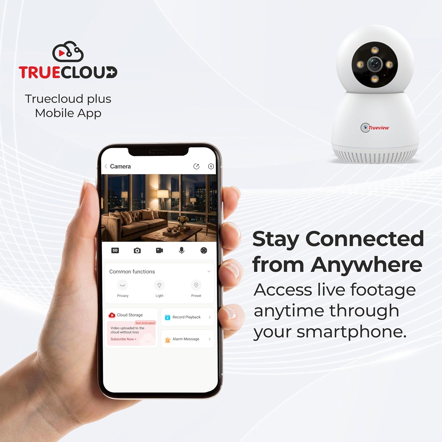 Trueview 3MP WiFi PAN TILT T18296S Robot Security Camera with 360° Rotation