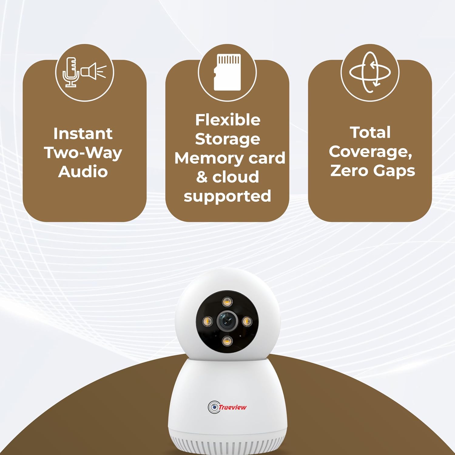 Trueview 3MP WiFi PAN TILT T18296S Robot Security Camera with 360° Rotation
